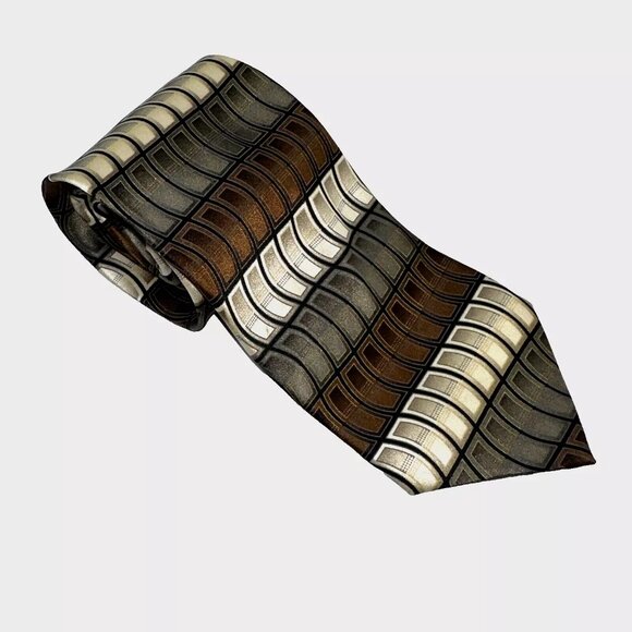 Haggar Men's Necktie Multicolored Wavy Stripes 100% Silk Hand Made Tie 61"x4" - Picture 1 of 6